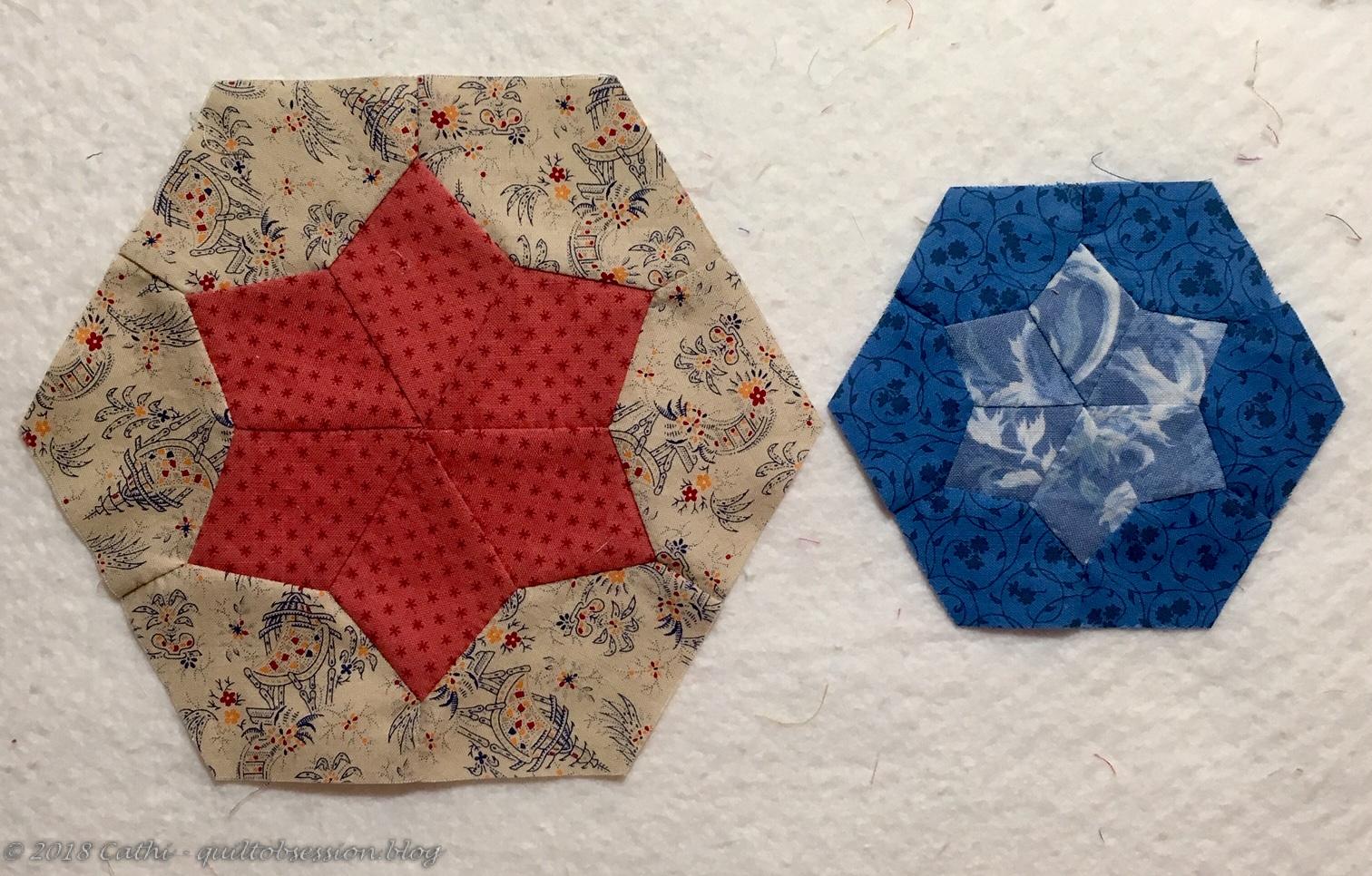 Pink & Blue Pieced Hexagon Blocks IMG_2581wtmk